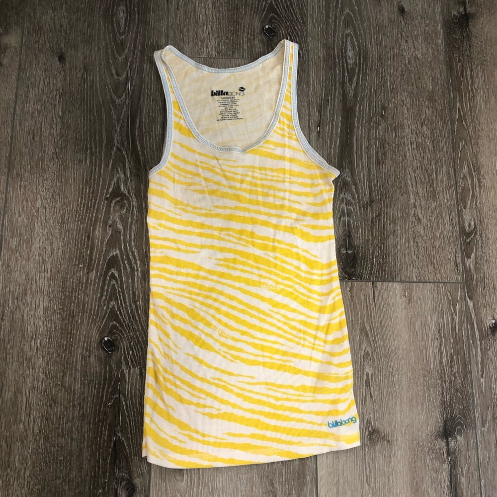 Billabong White and yellow zebra tank top
